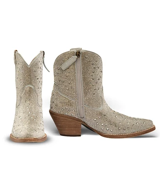 Buck & Brana Jovanka Leather And Crystals Cowgirl Booties By