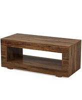 Tribesigns Coffee Table for Living Room, 43.3" Modern Farmhouse Coffee Table with Storage, 2-Tier Wood Rectangular Center Table Cocktail Living Room T