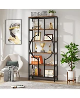 Tribesigns 70.9 Inch Industrial Bookshelf, 6-Tier Tall Bookcase with Open Shelves, Wood and Metal Display Shelf Storage Shelves for Bedroom, Living Ro