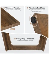 Tribesigns 70.87-Inch Dining Room Table: Wood Large Dining Table for 6-8 People, Rectangular Farmhouse Kitchen Table with Solid Pedestal, Rustic Long