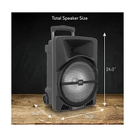 Pyle Portable Pa Speaker with Bluetooth, Led Lights, and Rechargeable Battery, 1200 Watt