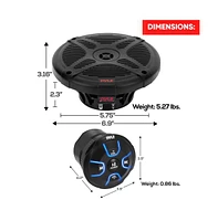 Pyle Waterproof-Rated Marine Speaker Kit, 6.5" Speakers, 600 Watt with Bluetooth