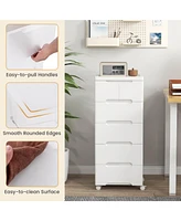 Costway Pcs -Drawer Plastic Rolling Storage Cart with 4 Universal Wheels Dresser Cabinet