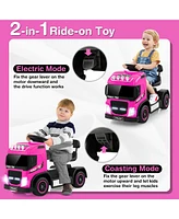 Gymax 6V Kids Electric Ride-on Truck Battery Powered Toy w/ Led Lights Rose Red