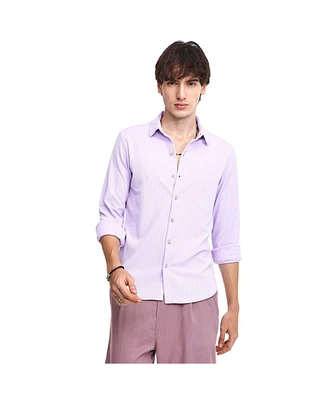 Men's Lilac Stripe-Creased Shirt