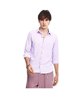 Campus Sutra Men's Lilac Stripe-Creased Shirt