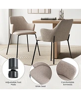 Gymax 4 Pcs Dining Chairs Set of 2 w/ Curved Backrest Wide Seat & Armrests Durable Frame Beige