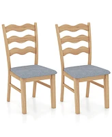 Gymax Dining Chair Set of 2 w/ Padded Seat Hollowed Wave Backrest Rubber Wood Frame