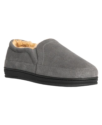 Weatherproof Men's Microsuede Twin Gore Clog with Faux Fur Lining and Indoor-Outdoor Sole Slipper