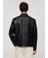 Mango Men's Zip-Up Leather-Effect Jacket