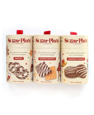 Sugar Plum Chocolates Holiday Cheer Trio Milk Chocolate Covered Treats, 30 Pieces