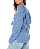 Roxy Juniors' Hippie Love Crochet Wide-Sleeve Hooded Sweater