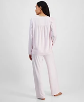 Charter Club Women's Lace-Trim Henley Pajama Set, Created for Macy's