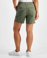 Style & Co Petite Mid Rise Zig Zag Stitch Cargo Shorts, Created for Macy's