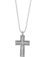 Effy Men's Zircon Cross Pendant 22" Pendant Necklace (1-1/20 ct. t.w.) in Sterling Silver