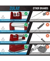 Zulay Kitchen Premium Quality Knife Sharpener for Straight and Serrated Knives Stainless Steel Ceramic Tungsten