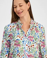 Style & Co Petite Floral-Print Button-Front Blouse, Created for Macy's