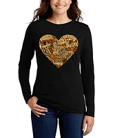 La Pop Art Women's Thanks Giving Heart Word Long Sleeve T-Shirt