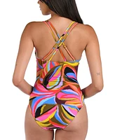 La Blanca Women's Tropic Waves Lace-Up One-Piece Swimsuit