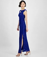 Connected Women's Lace Cutout Cap-Sleeve Gown