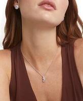 Eliot Danori Silver-Tone Graduated Cubic Zirconia Pendant Necklace, 16" + 2" extender, Created for Macy's