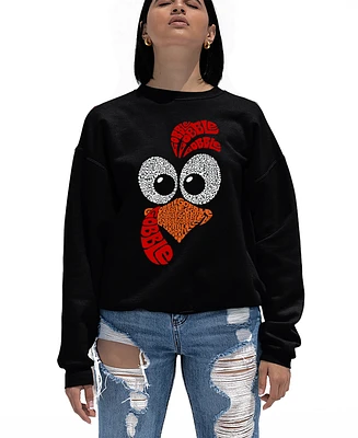 La Pop Art Women's Turkey Face Word Crewneck Sweatshirt