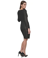 Dkny Women's Glitter-Knit Faux-Wrap Sheath Dress