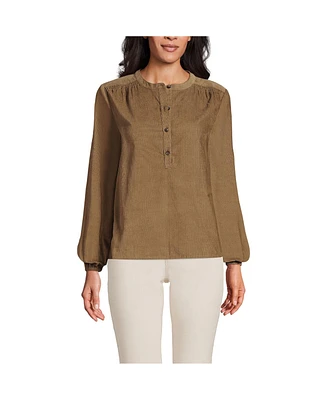 Lands' End Women's Pinwale Cord Smocked Popover Shirt