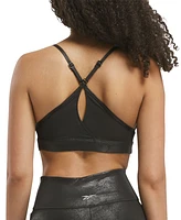 Reebok Women's Lux Faux Leather Sports Bra