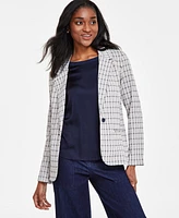 Liverpool Los Angeles Women's Check Fitted Notch-Collar Blazer