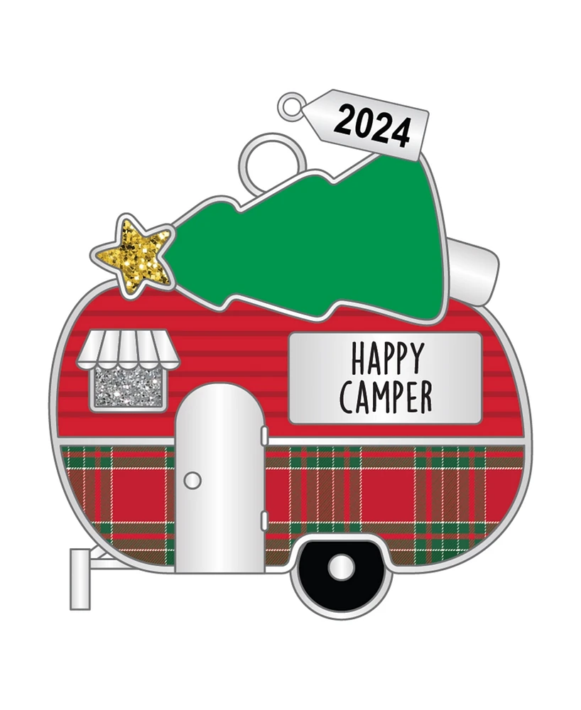 Ganz Sentiment Ornament Camper with Tree 'Happy Camper' with Dated 2024 Charm, 2.56"