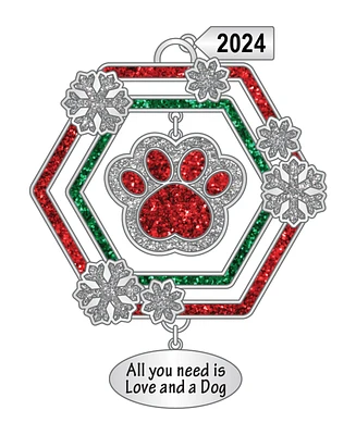 Ganz Sentiment Ornament Paw Print 'All You Need is Love and a Dog' with Dated 2023 Charm, 2.98"