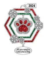 Ganz Paw Print All You Need is Love and a Dog with Dated 2024 Charm Sentiment Ornament