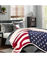 Chanasya Premium Patriotic Us Flag Print Sherpa Throw Blanket - Lightweight Microfiber for Couch and Bed