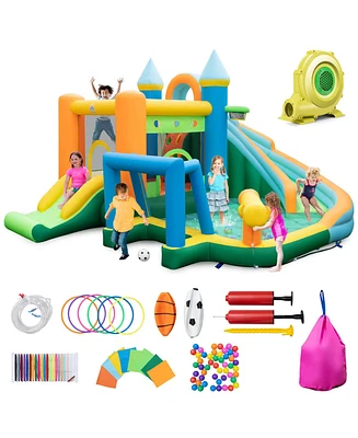 Costway Inflatable Water Slide Kids Blow up Pool Park Climbing Wall with 735W Blower