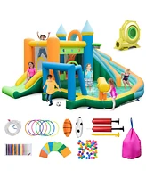Costway Inflatable Water Slide Kids Blow up Pool Park Climbing Wall with 735W Blower