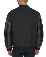 Dockers Men's Mixed-Media Varsity D Bomber Jacket