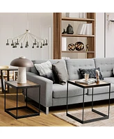 Gymax Coffee Tables Nesting Side Set of 2 for Living Room Modern W/ Sturdy Steel Frame