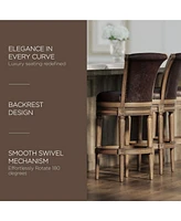 Maven Lane Pullman Bar Stool in Walnut Finish with Marksman Saddle Leather