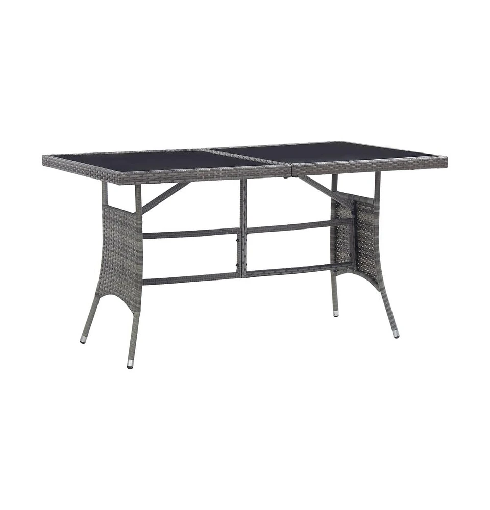 vidaXL Patio Table Gray 55.1"x31.5"x29.1" Poly Rattan