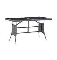 vidaXL Patio Table Gray 55.1"x31.5"x29.1" Poly Rattan