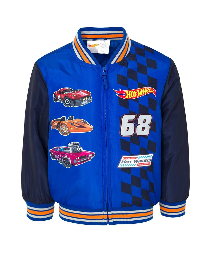 Hot Wheels Toddler Boys Zip Up Varsity Bomber Jacket to (3T - 10-12)