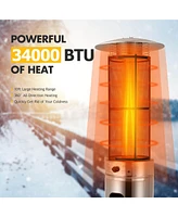 Sugift 34000 Btu Stainless Steel Round Glass Tube Patio Heaters