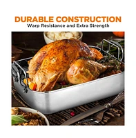 NutriChef 14" Roaster With Polished Rack And Wire Handle