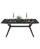 Tribesigns 63" Dining Table for 4-6 People, Modern Rectangular Kitchen Table Dinner Table, Large Dining Room Table with X