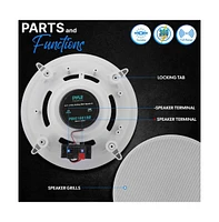Pyle 6.5'' In-Wall / In-Ceiling Speakers, 2-Way Flush Mount Home Speaker Pair, 200 Watt