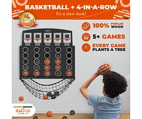 Swooc - Low Post Line-Up | Wall Mounted Giant Basketball 4 In a Row w/ 5+Games | Basketball Hoop For Room Wall Games | Mini Hoop