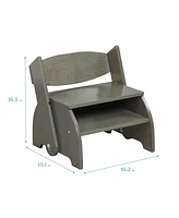 ECR4Kids Girls Flip-Flop Step Stool and Chair, Grey Wash