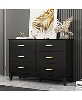 Homsee White Wooden Accent Storage Cabinet with 6 Large Drawers