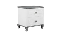 Slickblue Wooden Kids' Nightstand with 2 Drawers, White & Grey End Table for Bedroom